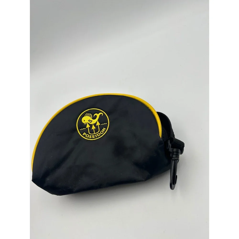 Poseidon Diving Gear Accessory Pouch Black Yellow Zippered Clip Bag
